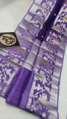 Pure Green Mango Silk Meenakari Sarees (11)