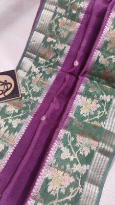 Pure Green Mango Silk Meenakari Sarees (12)