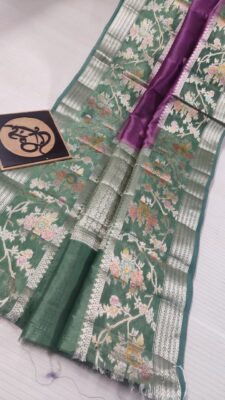 Pure Green Mango Silk Meenakari Sarees (13)