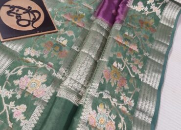 Pure Green Mango Silk Meenakari Sarees (13)