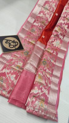 Pure Green Mango Silk Meenakari Sarees (16)