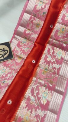 Pure Green Mango Silk Meenakari Sarees (18)