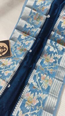 Pure Green Mango Silk Meenakari Sarees (19)