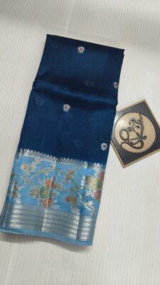 Pure Green Mango Silk Meenakari Sarees (20)