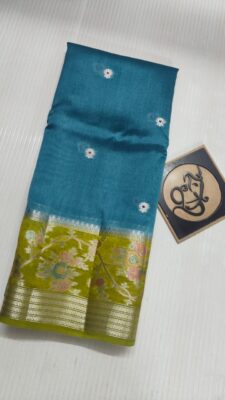 Pure Green Mango Silk Meenakari Sarees (4)