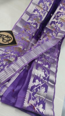 Pure Green Mango Silk Meenakari Sarees (9)