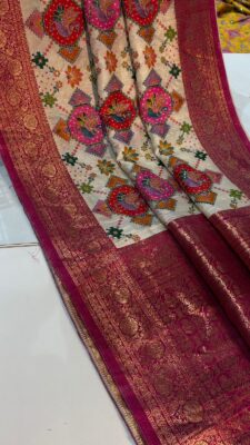 Pure Kashmir Weaving Tanjore Print Sarees (1)