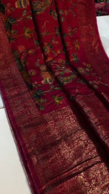 Pure Kashmir Weaving Tanjore Print Sarees (13)