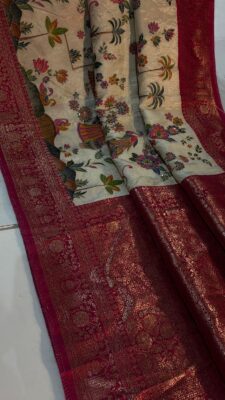 Pure Kashmir Weaving Tanjore Print Sarees (16)