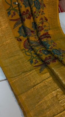 Pure Kashmir Weaving Tanjore Print Sarees (2)
