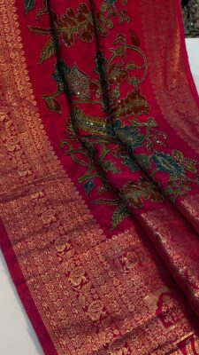 Pure Kashmir Weaving Tanjore Print Sarees (4)