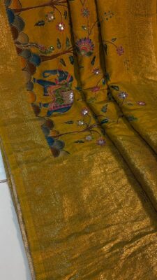 Pure Kashmir Weaving Tanjore Print Sarees (5)