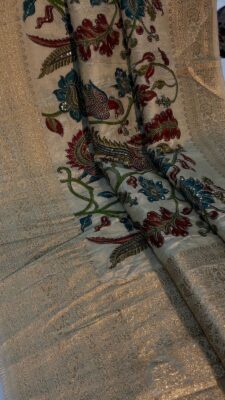 Pure Kashmir Weaving Tanjore Print Sarees (8)