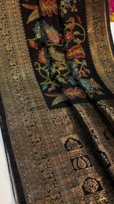 Pure Kashmir Weaving Tanjore Print Sarees (9)