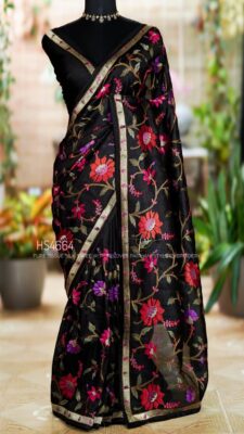 Pure Tissue Silk Allover Jaal Embroidary Sarees (14)