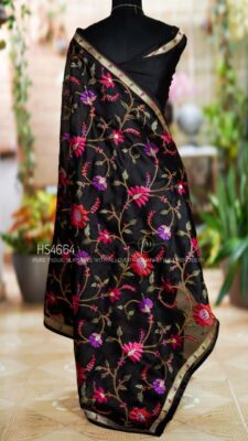 Pure Tissue Silk Allover Jaal Embroidary Sarees (17)