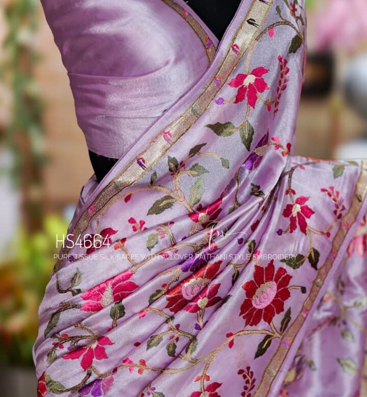 Pure Tissue Silk Allover Jaal Embroidary Sarees (23)