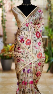 Pure Tissue Silk Allover Jaal Embroidary Sarees (28)