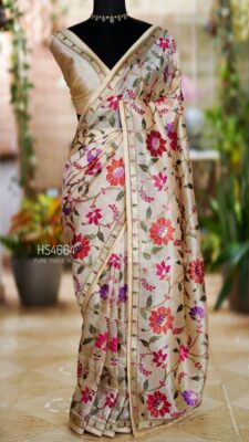 Pure Tissue Silk Allover Jaal Embroidary Sarees (29)