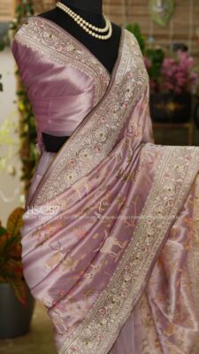 Pure Tissue Silk Sarees With Shikargah Embroidary Work (1)