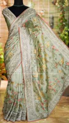 Pure Tissue Silk Sarees With Shikargah Embroidary Work (11)
