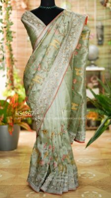Pure Tissue Silk Sarees With Shikargah Embroidary Work (12)