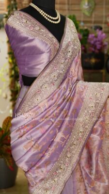 Pure Tissue Silk Sarees With Shikargah Embroidary Work (33)