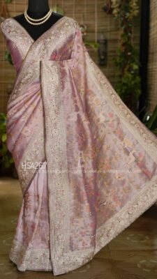 Pure Tissue Silk Sarees With Shikargah Embroidary Work (36)