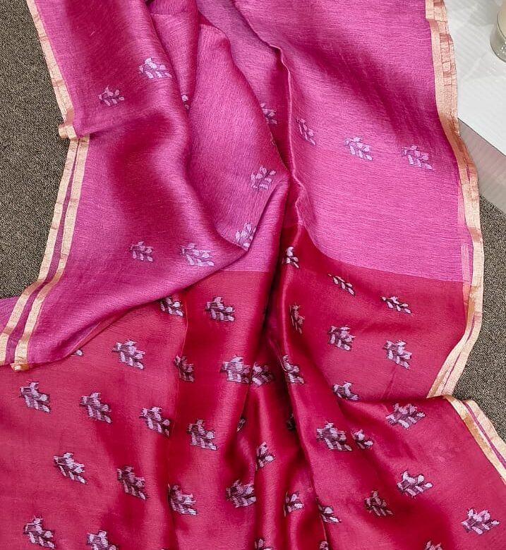Resham Silk Linen Jamdhani Sarees (2)