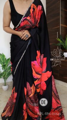 Satin Silk Cutdana Work Sarees (4)