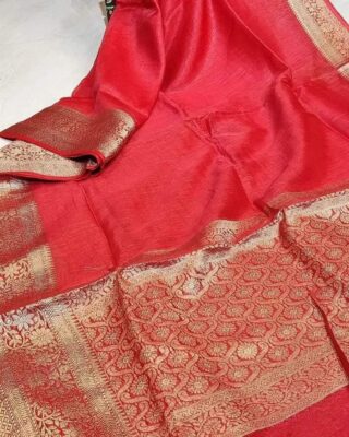 Silk Linen Banarasi Jacquard Weaving Sarees (1)