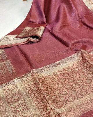 Silk Linen Banarasi Jacquard Weaving Sarees (10)
