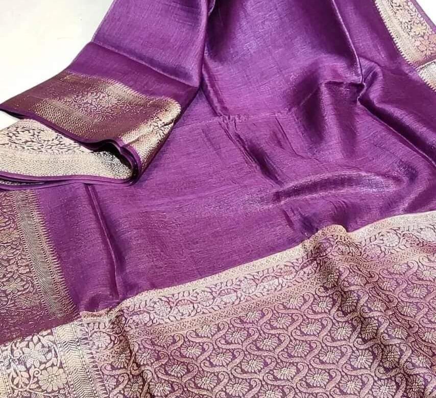 Silk Linen Banarasi Jacquard Weaving Sarees (11)