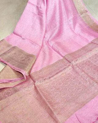 Silk Linen Banarasi Jacquard Weaving Sarees (13)