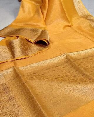 Silk Linen Banarasi Jacquard Weaving Sarees (14)