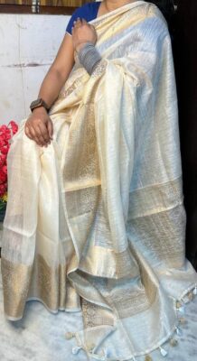 Silk Linen Banarasi Jacquard Weaving Sarees (17)