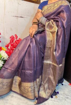Silk Linen Banarasi Jacquard Weaving Sarees (19)