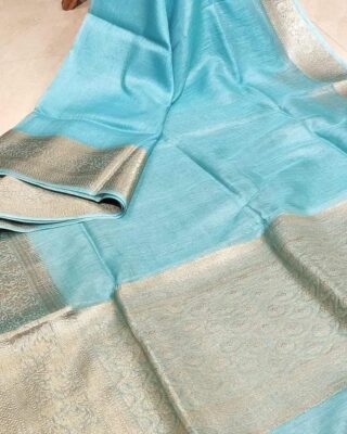Silk Linen Banarasi Jacquard Weaving Sarees (3)