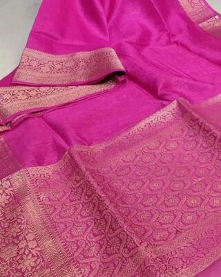 Silk Linen Banarasi Jacquard Weaving Sarees (4)
