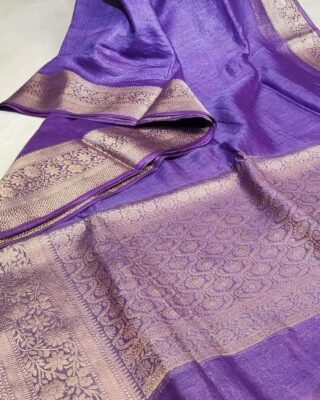 Silk Linen Banarasi Jacquard Weaving Sarees (5)