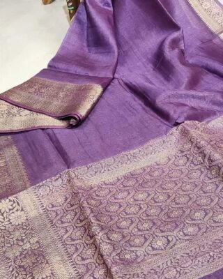 Silk Linen Banarasi Jacquard Weaving Sarees (7)