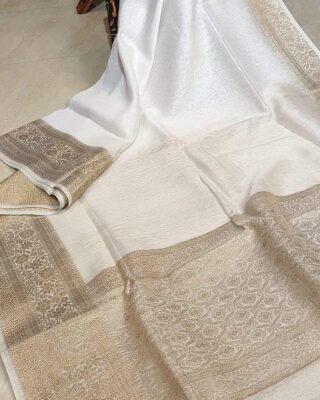Silk Linen Banarasi Jacquard Weaving Sarees (9)
