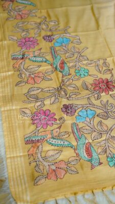 Soft Chanderi Silk Sarees With Kantha Style Work. (16)