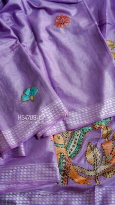 Soft Chanderi Silk Sarees With Kantha Style Work. (3)