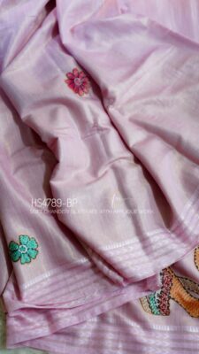 Soft Chanderi Silk Sarees With Kantha Style Work. (42)