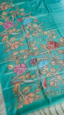 Soft Chanderi Silk Sarees With Kantha Style Work. (48)