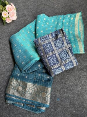 Exclusive Chinnon Sarees 2d Dyeing With Blouse (1)