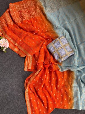 Exclusive Chinnon Sarees 2d Dyeing With Blouse (15)