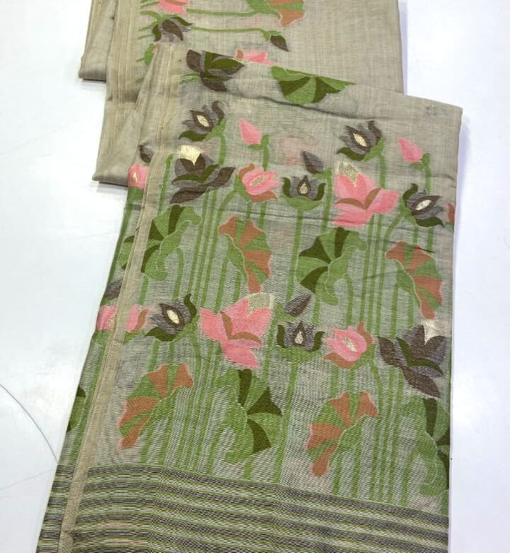 Munga Cotton Sarees With Elegant Floral Pallu (7)