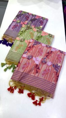 Munga Cotton Sarees With Elegant Floral Pallu (9)